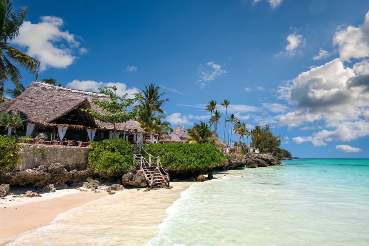 A Zanzibar beach with palms and turquoise water